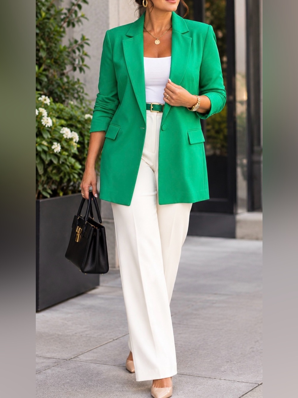 Joseph Ribkoff Emerald Green Long Blazer Jacket